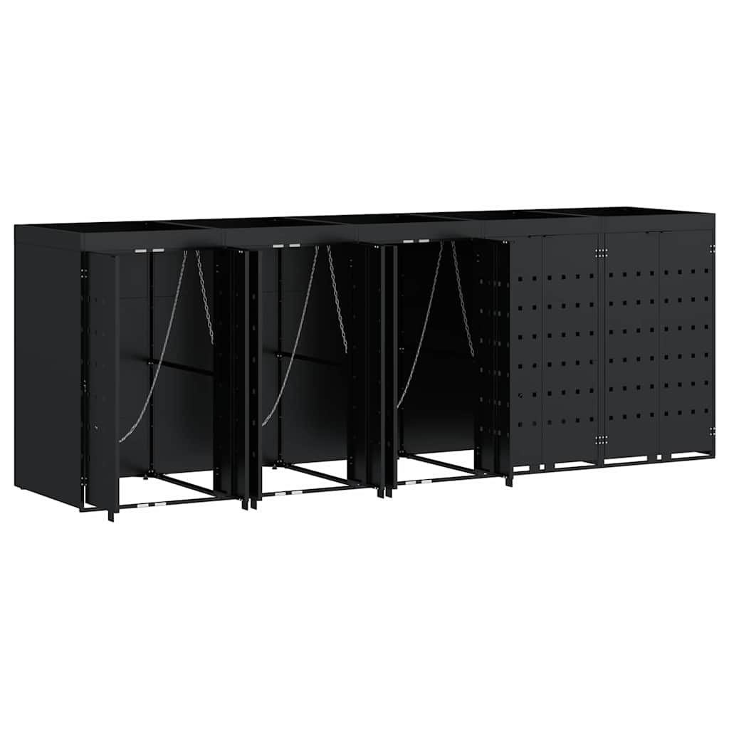 Úložný Box Na 5 Popelnic Černá 340 X 77,5 X 121,5 Cm