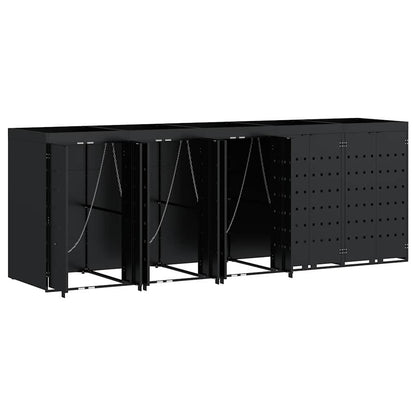 Úložný Box Na 5 Popelnic Černá 340 X 77,5 X 121,5 Cm