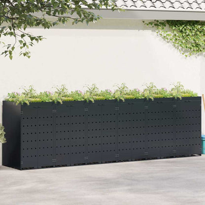 Úložný Box Na 6 Popelnic Černá 408 X 77,5 X 121,5 Cm