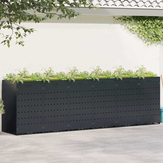 Úložný Box Na 6 Popelnic Černá 408 X 77,5 X 121,5 Cm