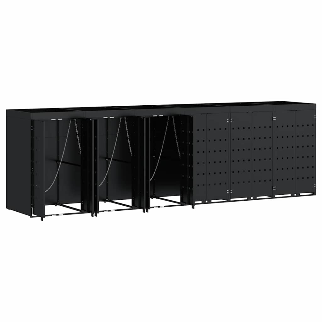 Úložný Box Na 6 Popelnic Černá 408 X 77,5 X 121,5 Cm