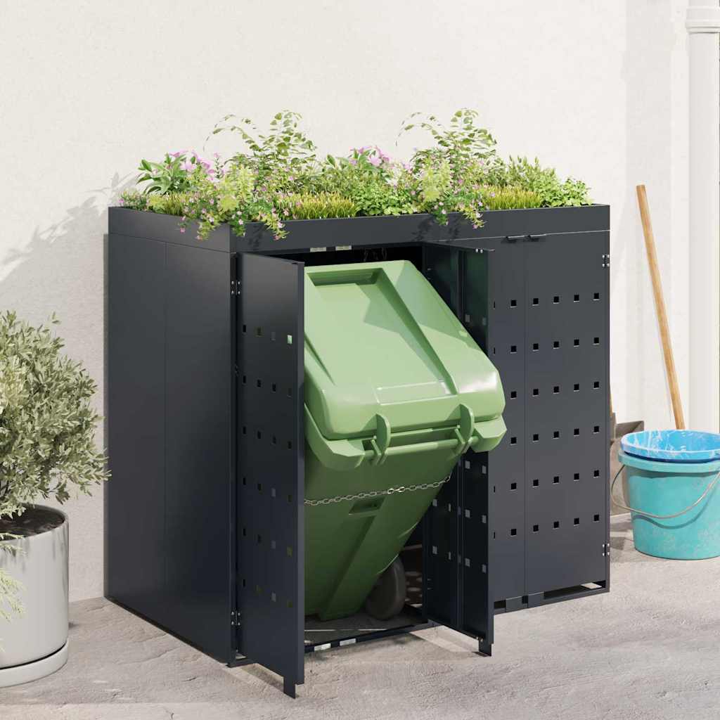 Úložný Box Na 2 Popelnice Antracit 136 X 77,5 X 121,5 Cm