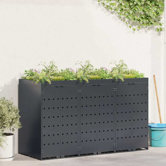 Úložný Box Na 3 Popelnice Antracit 204 X 77,5 X 121,5 Cm
