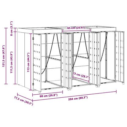 Úložný Box Na 3 Popelnice Antracit 204 X 77,5 X 121,5 Cm