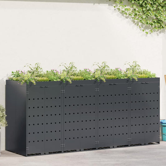 Úložný Box Na 4 Popelnice Antracit 272 X 77,5 X 121,5 Cm