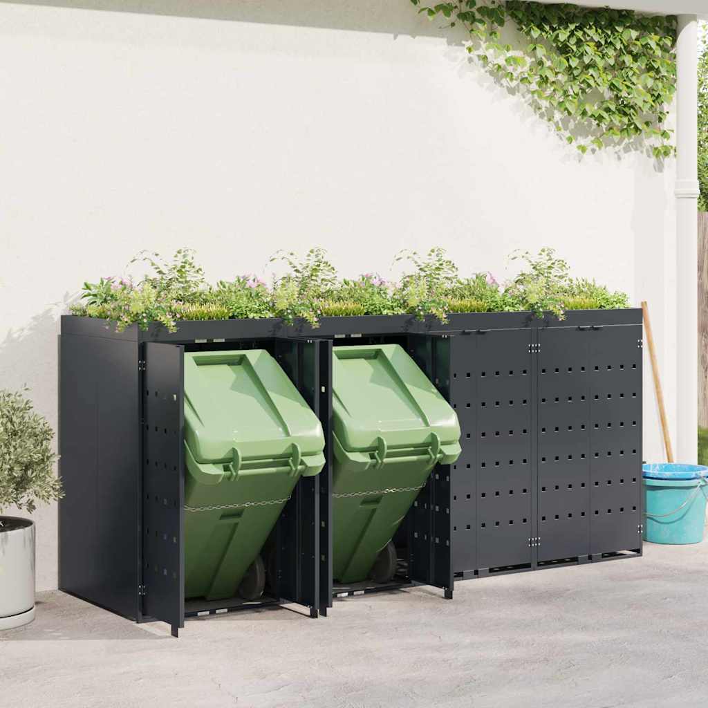 Úložný Box Na 4 Popelnice Antracit 272 X 77,5 X 121,5 Cm