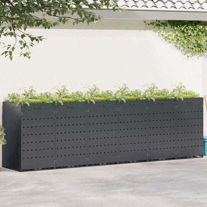 Úložný Box Na 6 Popelnic Antracit 408 X 77,5 X 121,5 Cm