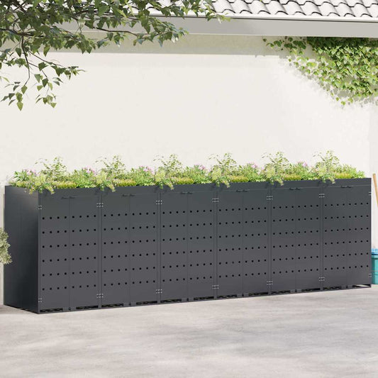 Úložný Box Na 6 Popelnic Antracit 408 X 77,5 X 121,5 Cm