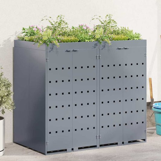 Úložný Box Na 2 Popelnice Světle Šedá 136 X 77,5 X 121,5 Cm