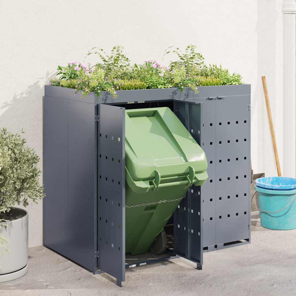 Úložný Box Na 2 Popelnice Světle Šedá 136 X 77,5 X 121,5 Cm