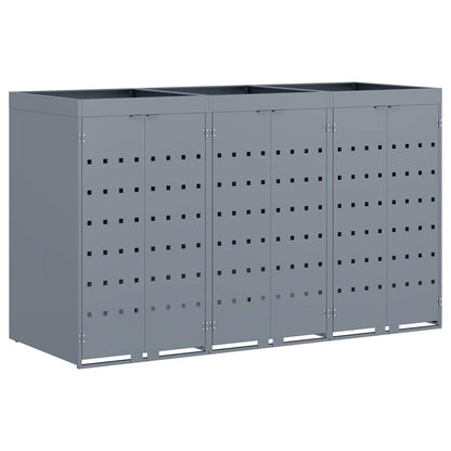 Úložný Box Na 3 Popelnice Světle Šedá 204 X 77,5 X 121,5 Cm