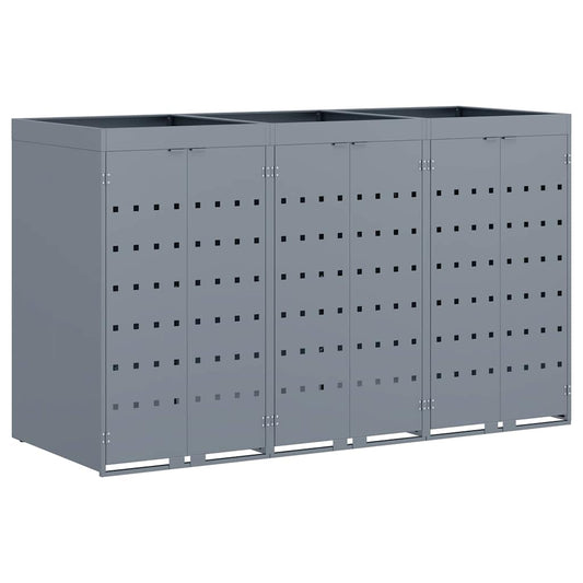 Úložný Box Na 3 Popelnice Světle Šedá 204 X 77,5 X 121,5 Cm