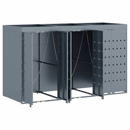 Úložný Box Na 3 Popelnice Světle Šedá 204 X 77,5 X 121,5 Cm
