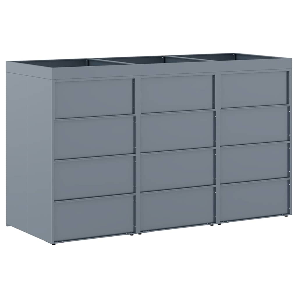 Úložný Box Na 3 Popelnice Světle Šedá 204 X 77,5 X 121,5 Cm