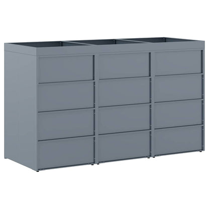 Úložný Box Na 3 Popelnice Světle Šedá 204 X 77,5 X 121,5 Cm