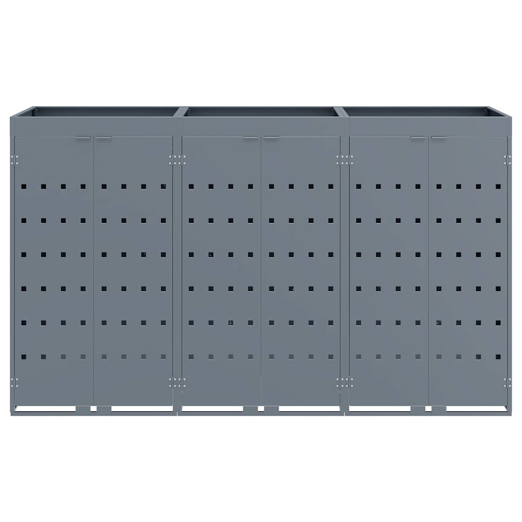 Úložný Box Na 3 Popelnice Světle Šedá 204 X 77,5 X 121,5 Cm