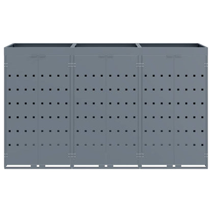 Úložný Box Na 3 Popelnice Světle Šedá 204 X 77,5 X 121,5 Cm