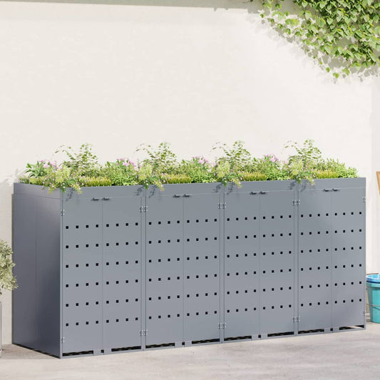 Úložný Box Na 4 Popelnice Světle Šedá 272 X 77,5 X 121,5 Cm