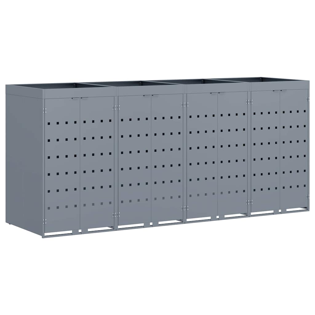 Úložný Box Na 4 Popelnice Světle Šedá 272 X 77,5 X 121,5 Cm