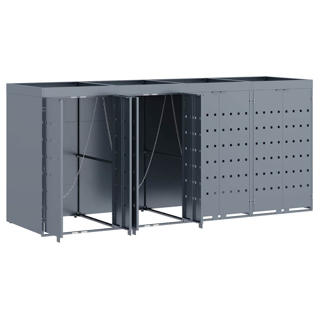 Úložný Box Na 4 Popelnice Světle Šedá 272 X 77,5 X 121,5 Cm