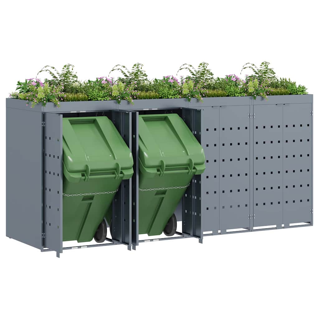 Úložný Box Na 4 Popelnice Světle Šedá 272 X 77,5 X 121,5 Cm