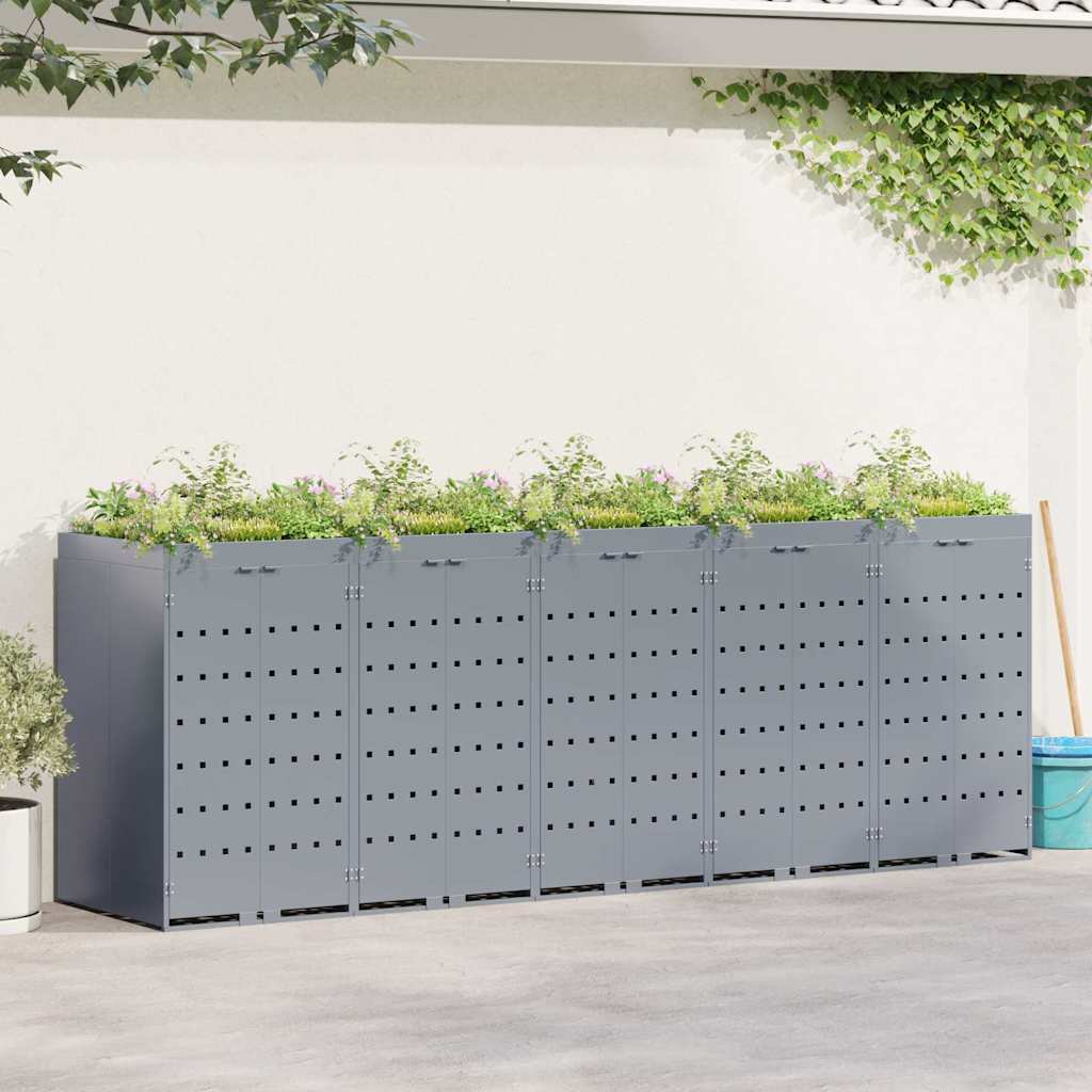 Úložný Box Na 5 Popelnic Světle Šedá 340 X 77,5 X 121,5 Cm