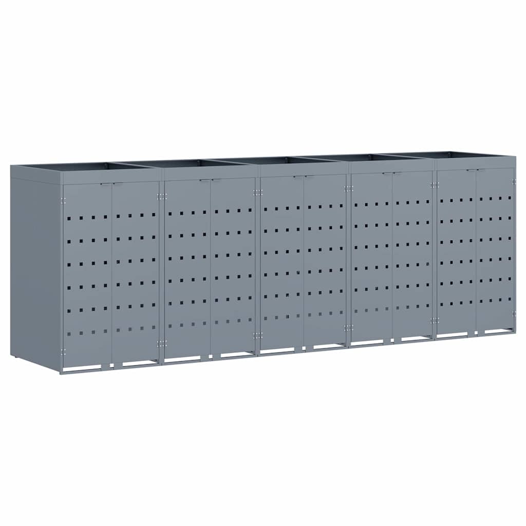 Úložný Box Na 5 Popelnic Světle Šedá 340 X 77,5 X 121,5 Cm