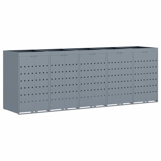Úložný Box Na 5 Popelnic Světle Šedá 340 X 77,5 X 121,5 Cm