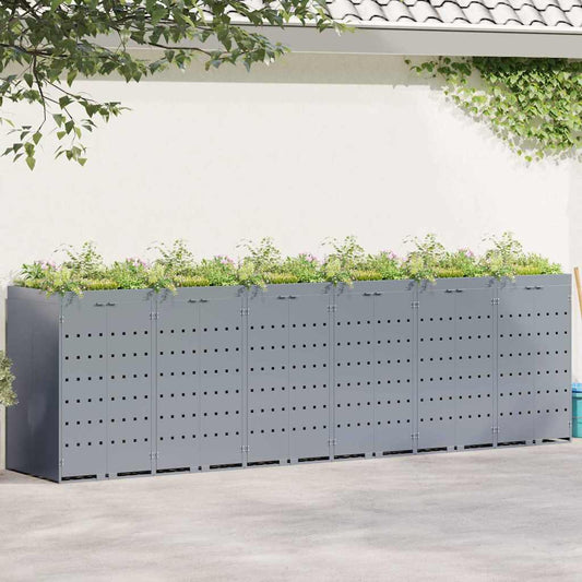 Úložný Box Na 6 Popelnic Světle Šedá 408 X 77,5 X 121,5 Cm