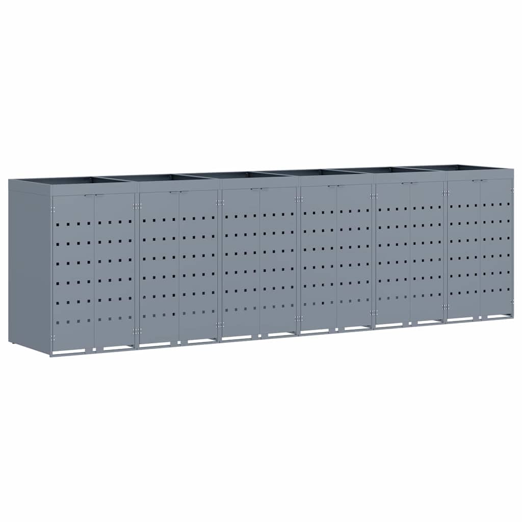 Úložný Box Na 6 Popelnic Světle Šedá 408 X 77,5 X 121,5 Cm