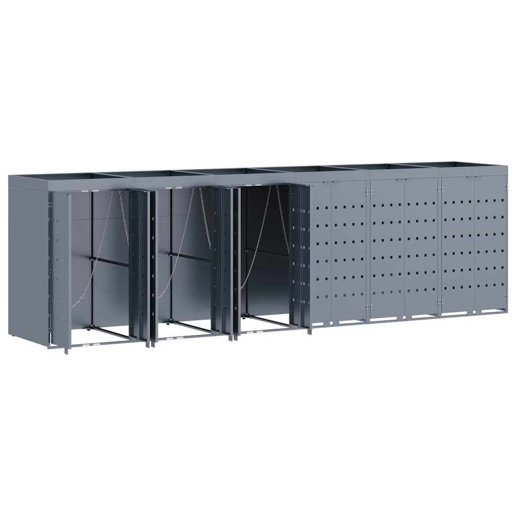 Úložný Box Na 6 Popelnic Světle Šedá 408 X 77,5 X 121,5 Cm