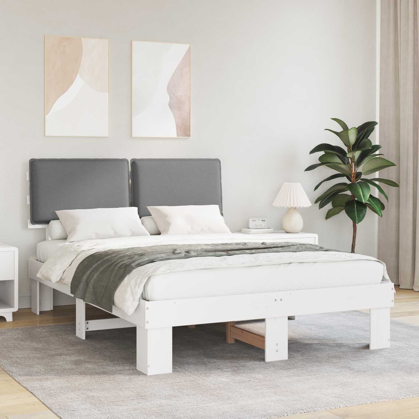 Rám Postele S Čalouněným Čelem S Čelo Světle Šedá 150 X 200 Cm
