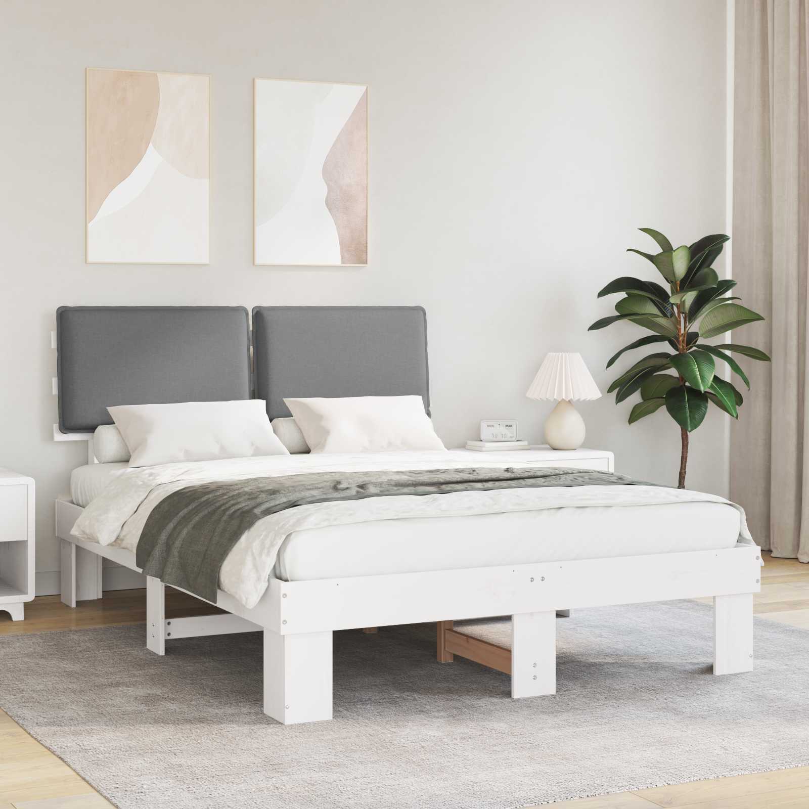 Rám Postele S Čalouněným Čelem S Čelo Světle Šedá 150 X 200 Cm