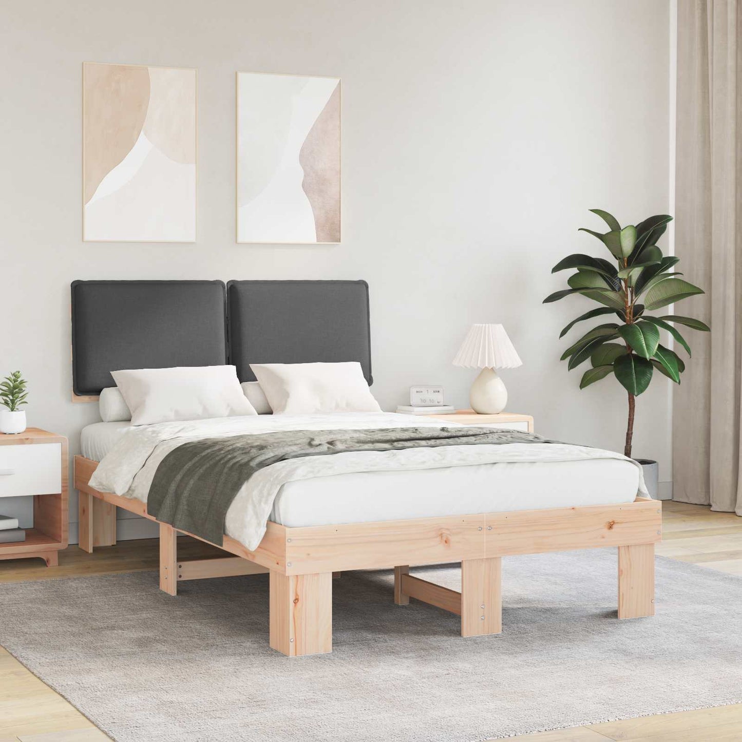 Rám Postele S Čalouněným Čelem S Čelo Tmavě Šedá 120 X 200 Cm