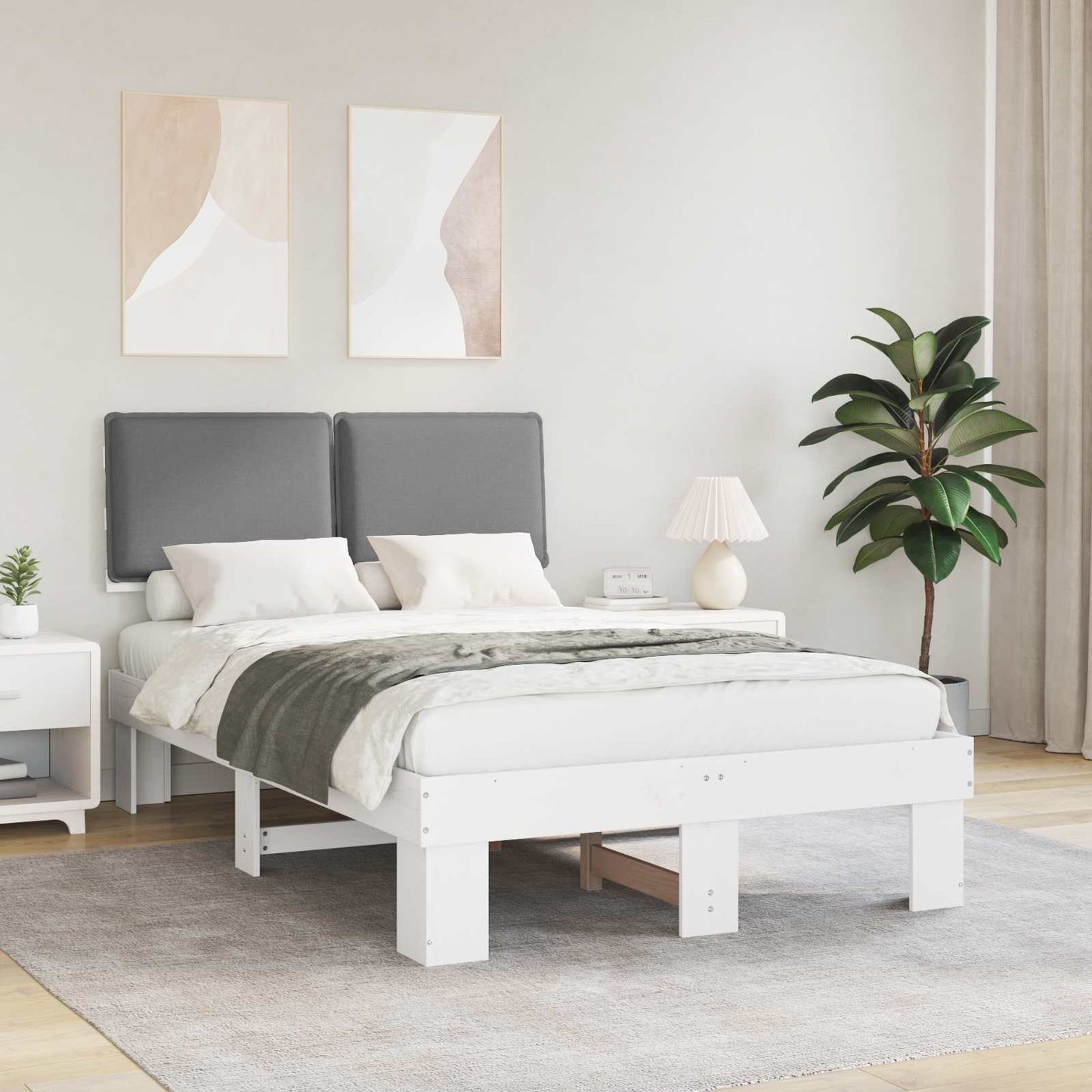 Rám Postele S Čalouněným Čelem S Čelo Světle Šedá 120 X 190 Cm