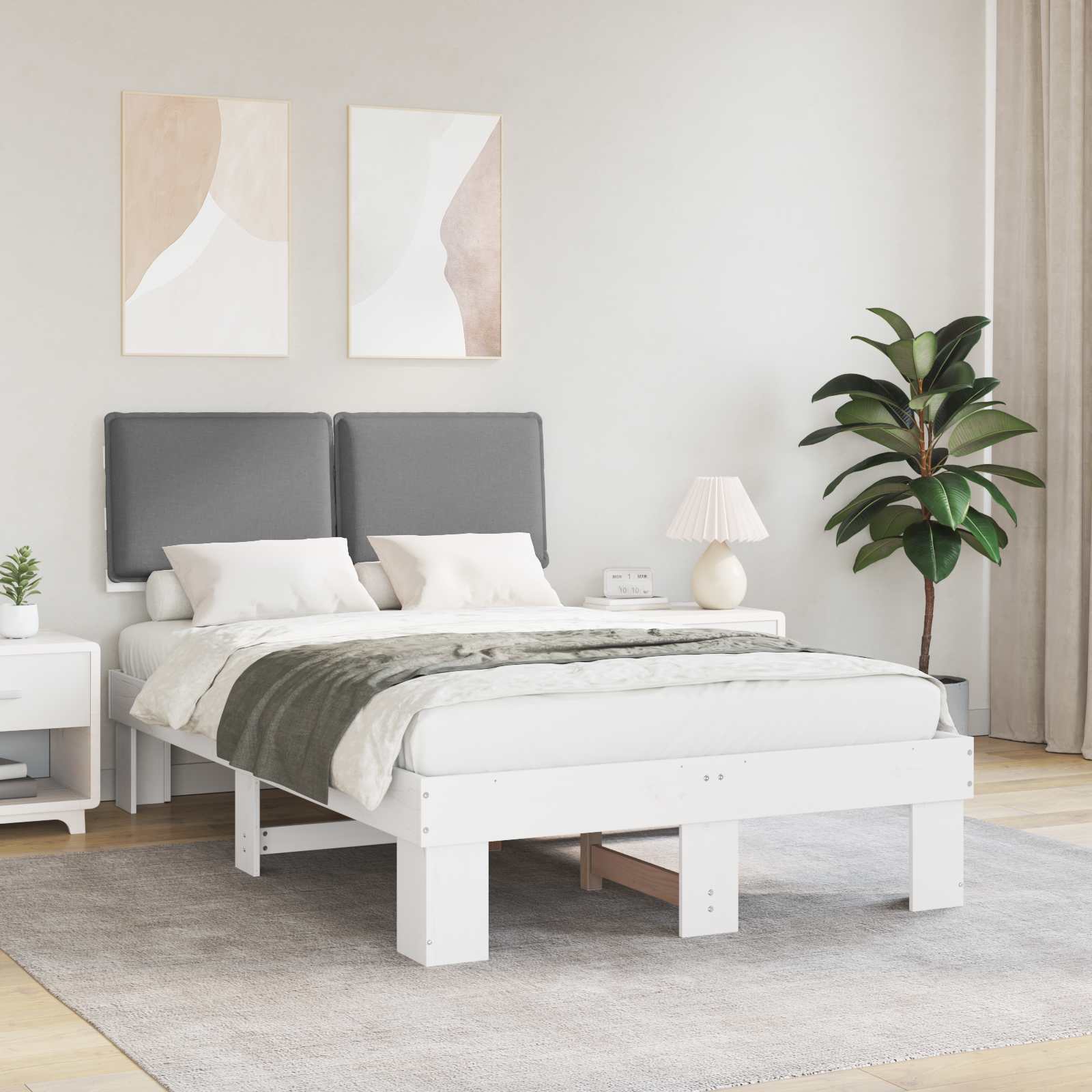 Rám Postele S Čalouněným Čelem S Čelo Světle Šedá 120 X 190 Cm