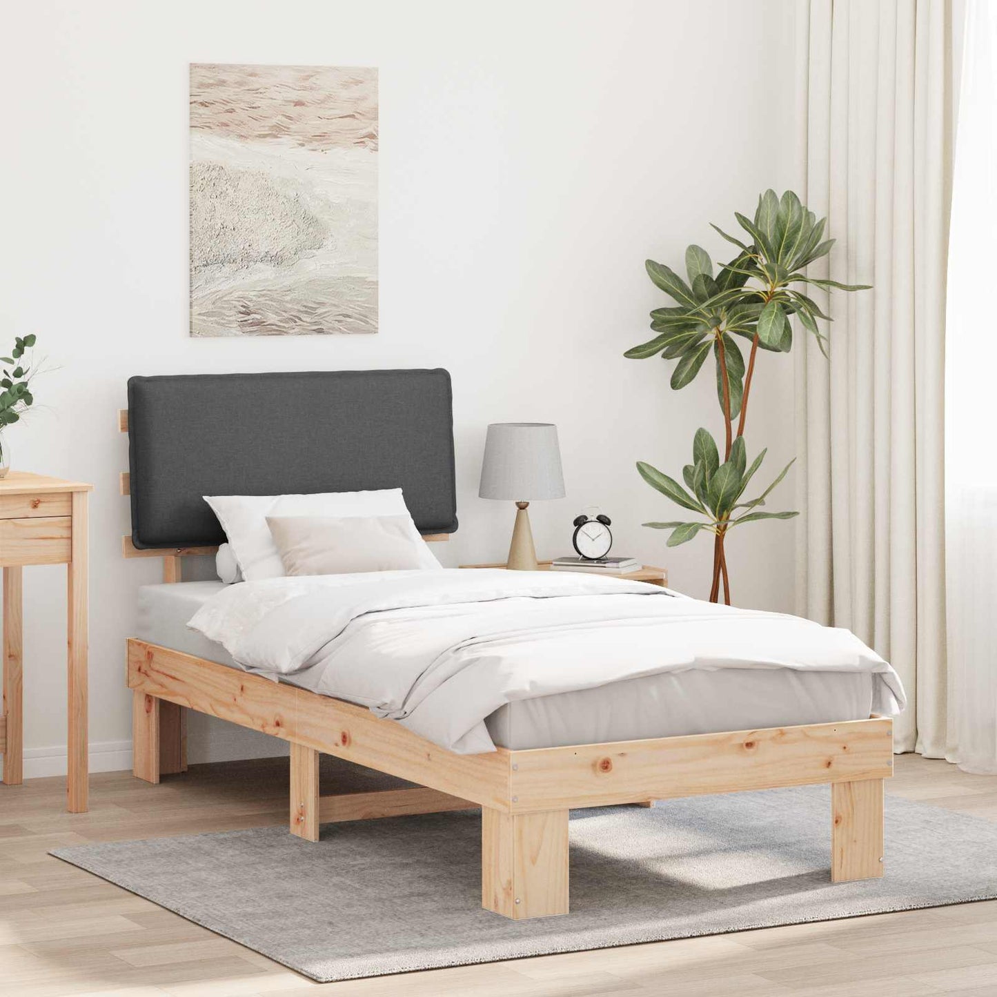 Rám Postele S Čalouněným Čelem S Čelo Tmavě Šedá 90 X 200 Cm