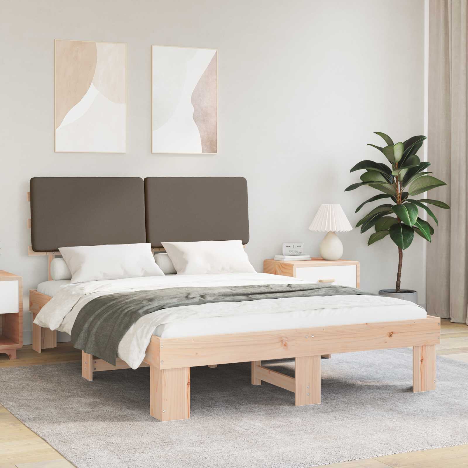 Rám Postele S Čalouněným Čelem S Čelo Taupe 140 X 200 Cm
