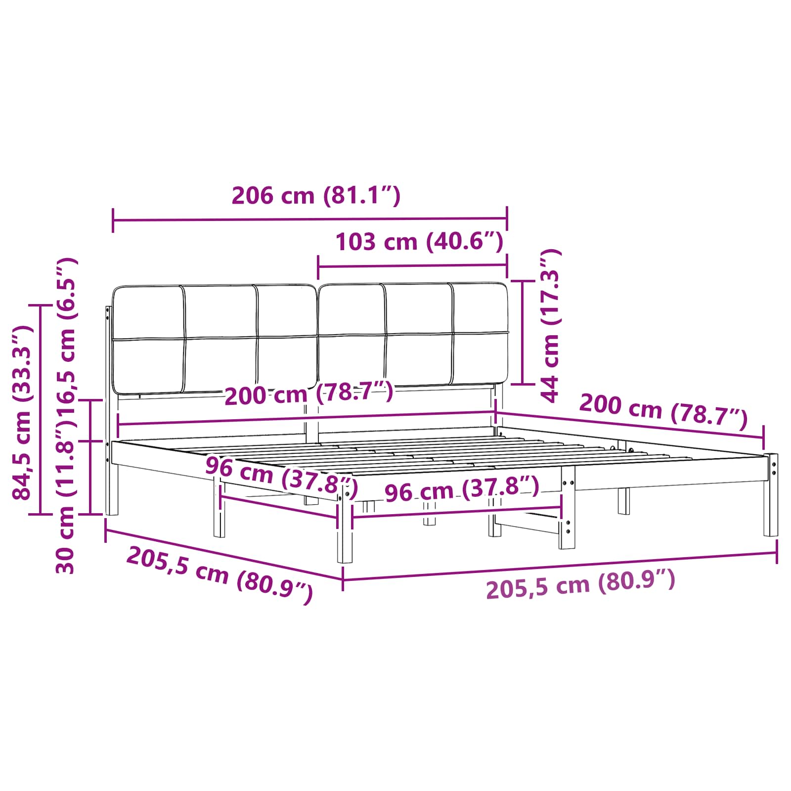 Rám Postele S Čalouněným Čelem S Čelo Černá 120 X 200 Cm