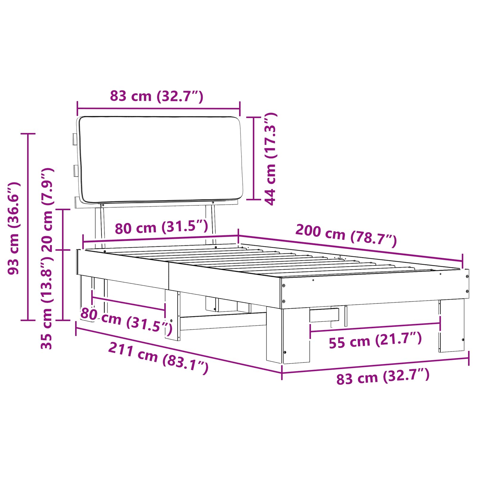 Rám Postele S Čalouněným Čelem S Čelo Taupe 80 X 200 Cm