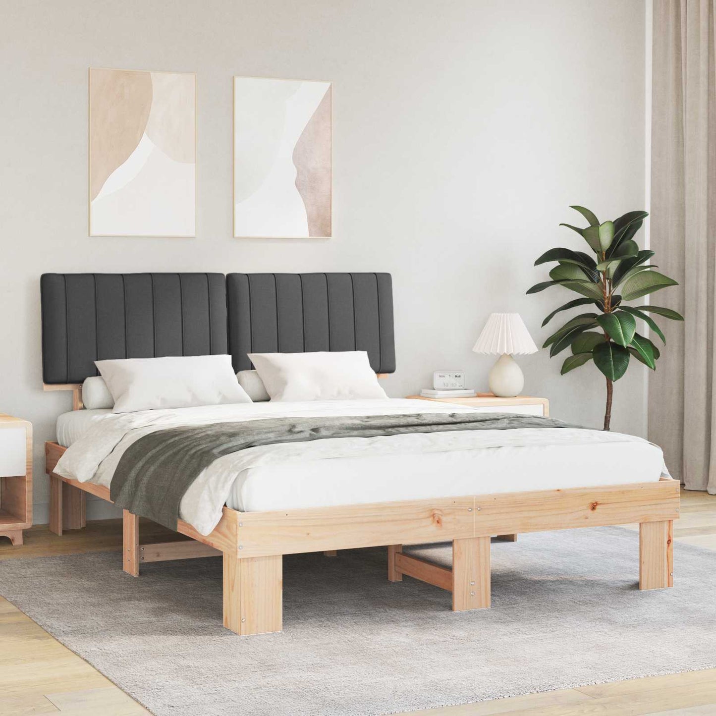 Rám Postele S Čalouněným Čelem S Čelo Tmavě Šedá 160 X 200 Cm