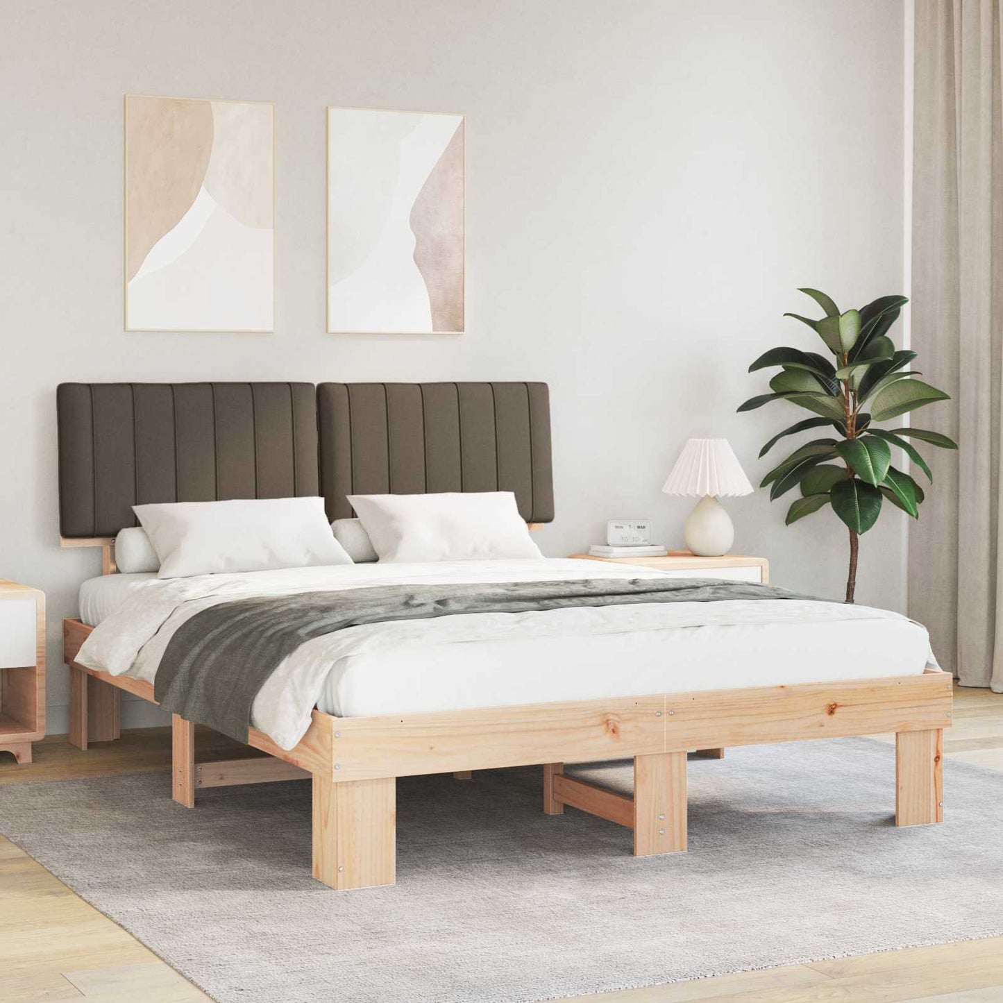 Rám Postele S Čalouněným Čelem S Čelo Taupe 160 X 200 Cm