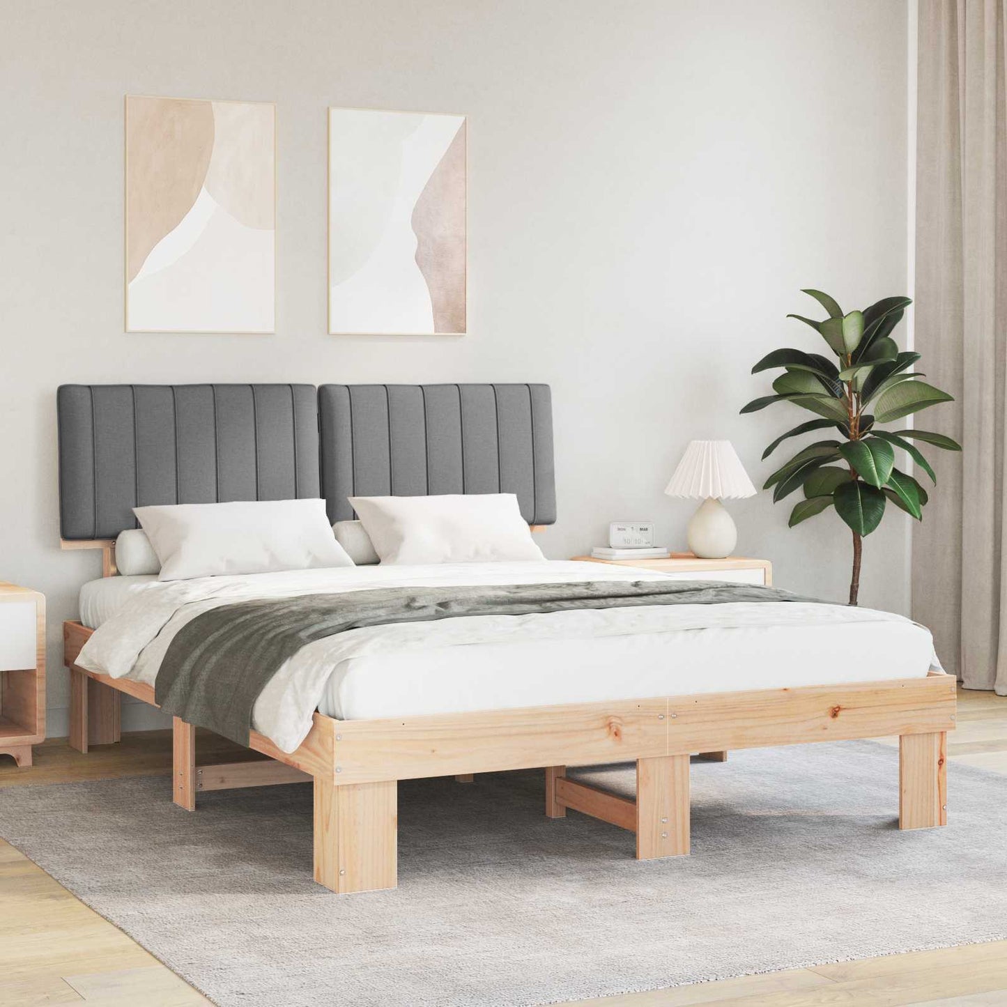 Rám Postele S Čalouněným Čelem S Čelo Světle Šedá 150 X 200 Cm