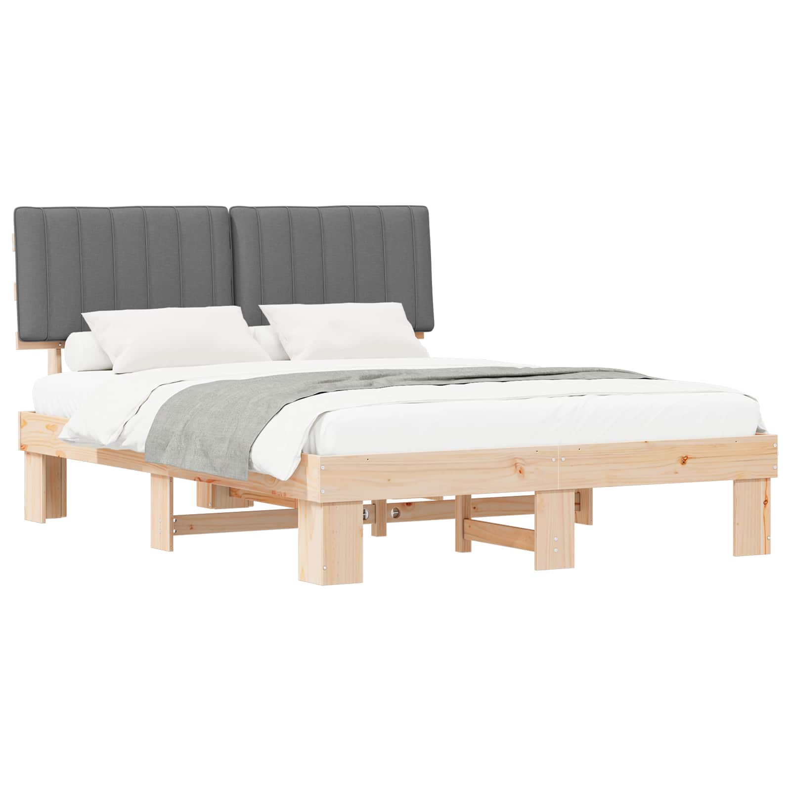 Rám Postele S Čalouněným Čelem S Čelo Světle Šedá 150 X 200 Cm