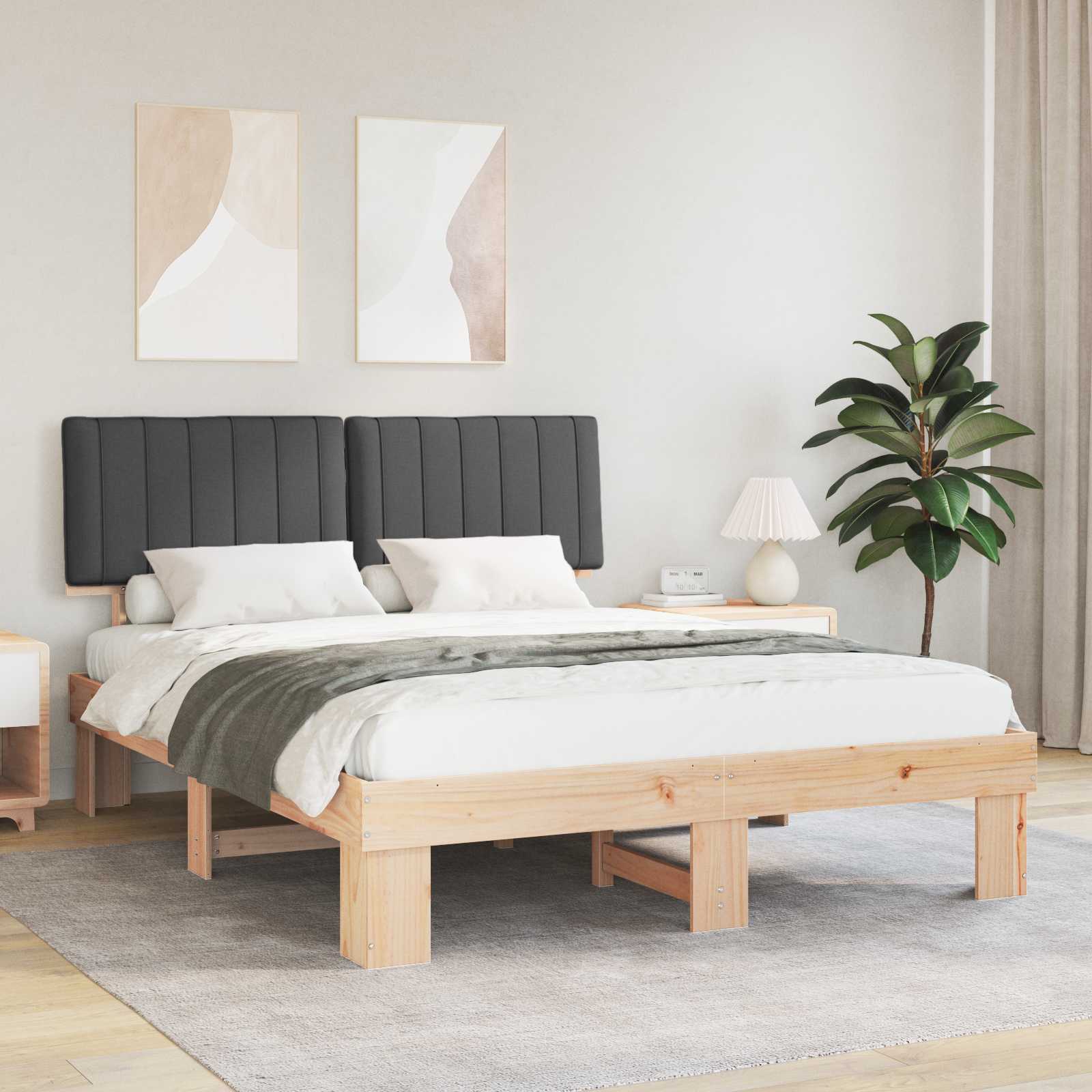 Rám Postele S Čalouněným Čelem S Čelo Tmavě Šedá 150 X 200 Cm