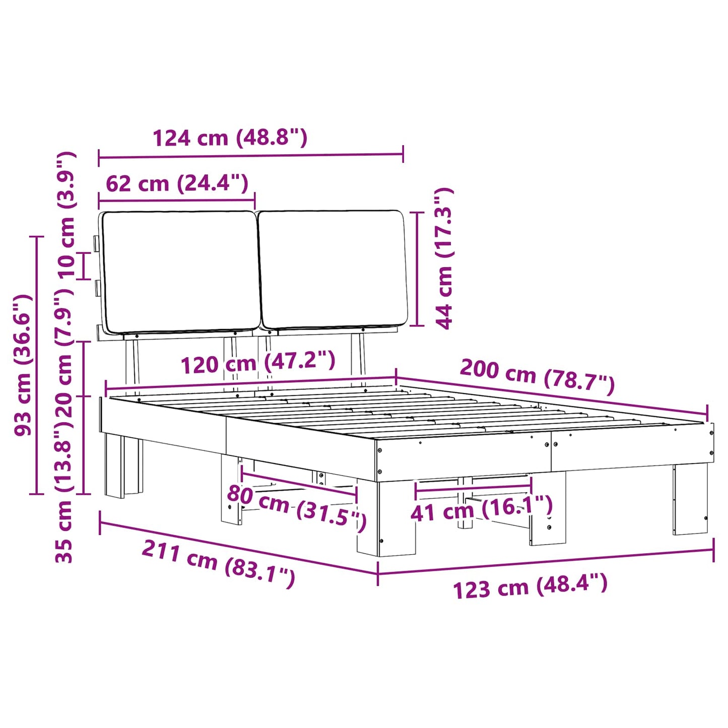 Rám Postele S Čalouněným Čelem S Čelo Tmavě Šedá 120 X 200 Cm