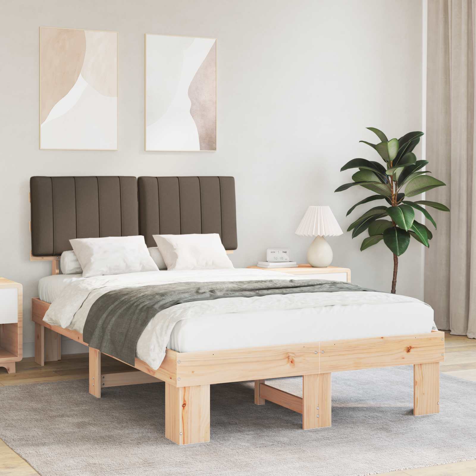 Rám Postele S Čalouněným Čelem S Čelo Taupe 120 X 190 Cm