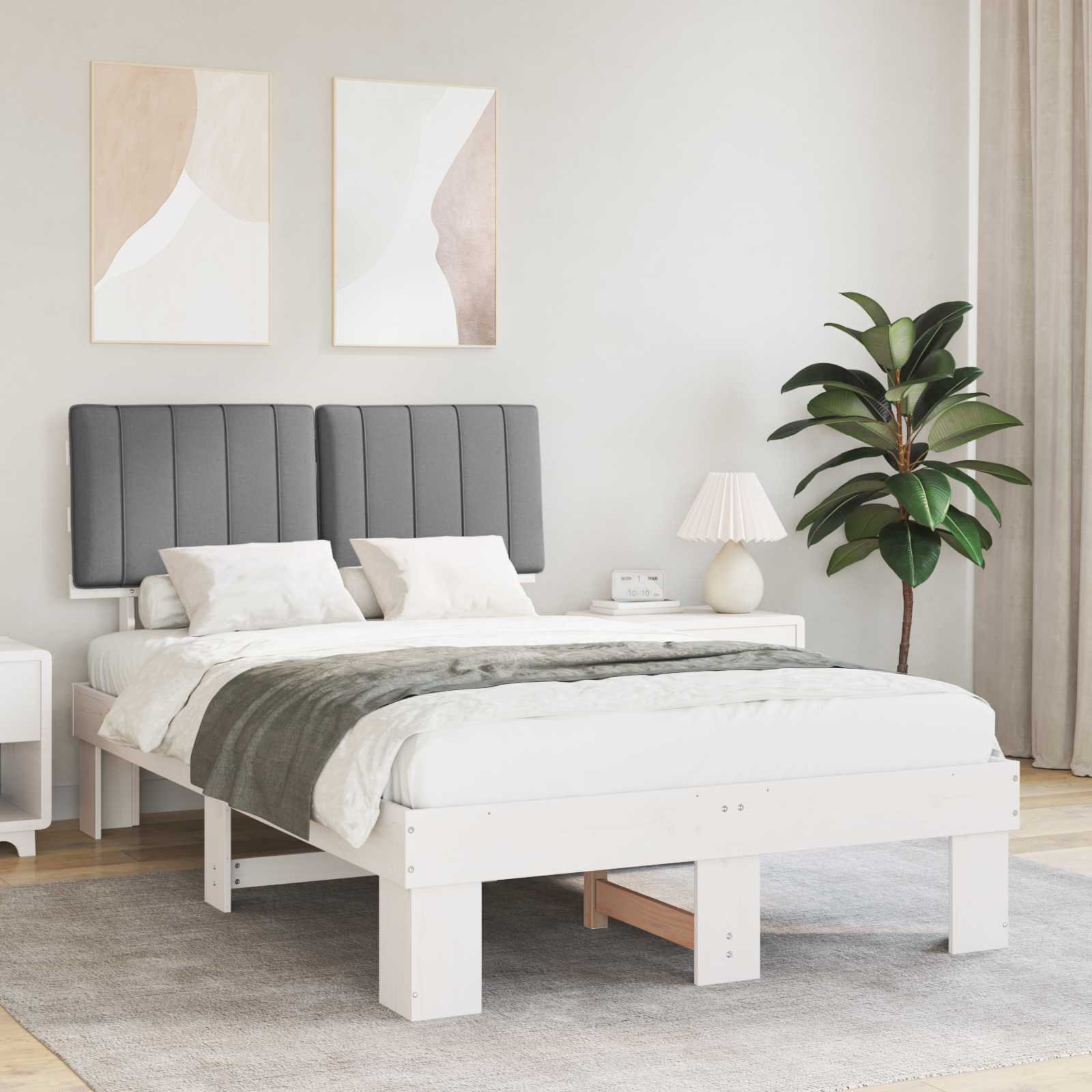 Rám Postele S Čalouněným Čelem S Čelo Světle Šedá 120 X 190 Cm