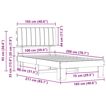 Rám Postele S Čalouněným Čelem S Čelo Světle Šedá 100 X 200 Cm
