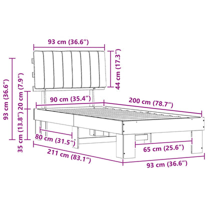 Rám Postele S Čalouněným Čelem S Čelo Tmavě Šedá 90 X 200 Cm